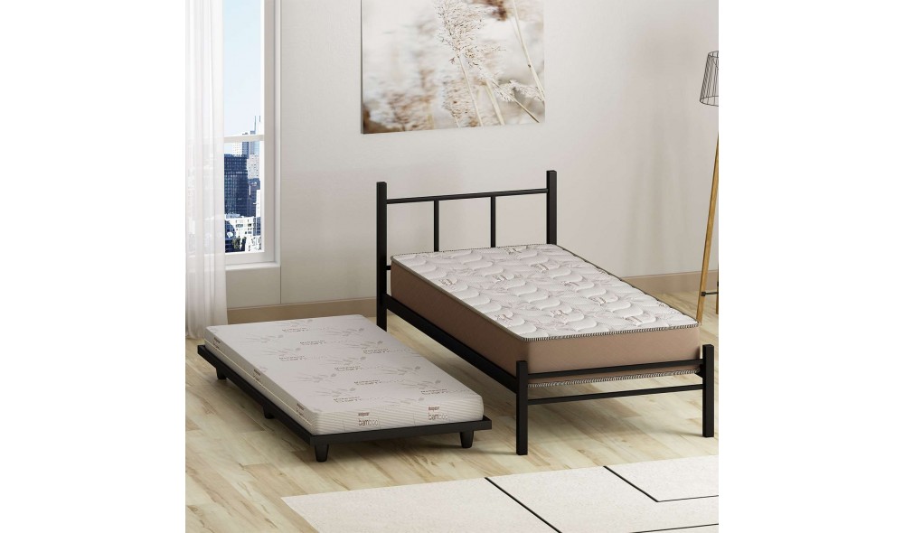 Pat de o persoana, Yavrulu - 80x180 cm, Negru