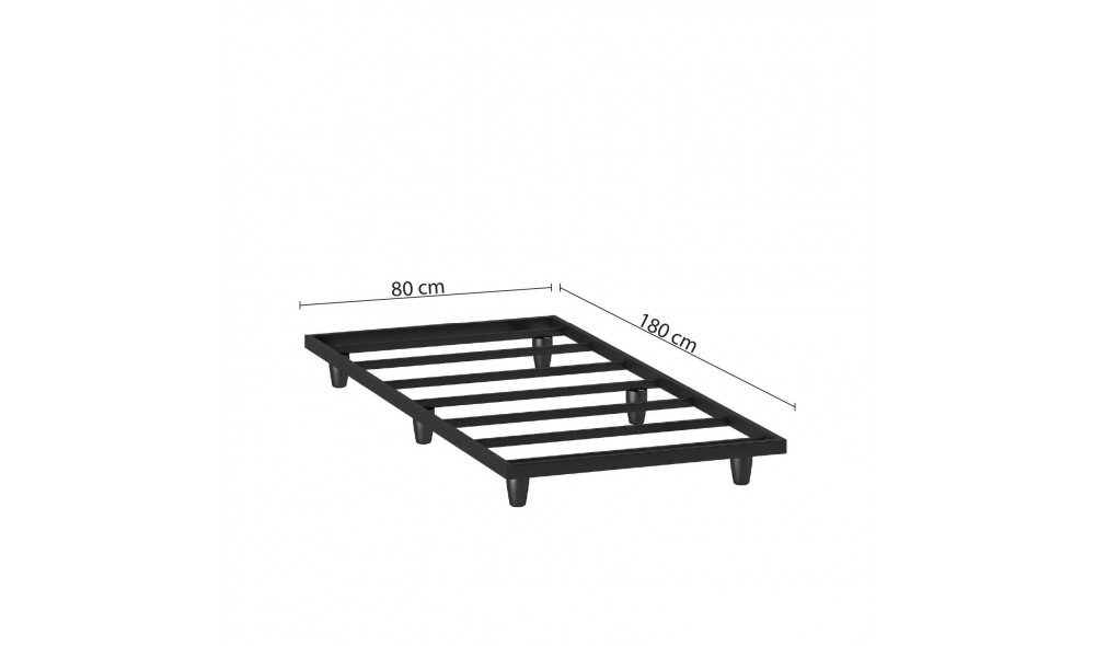 Pat de o persoana, Yavrulu - 80x180 cm, Negru