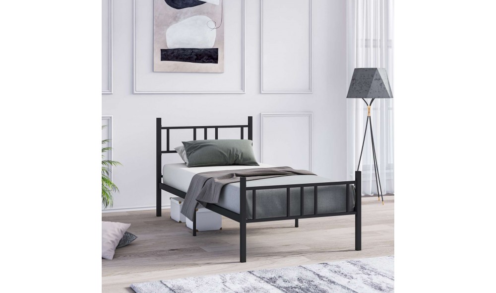 Pat de o persoana, Akin - 90x190 cm, Negru