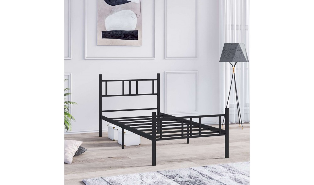 Pat de o persoana, Akin - 90x200 cm, Negru