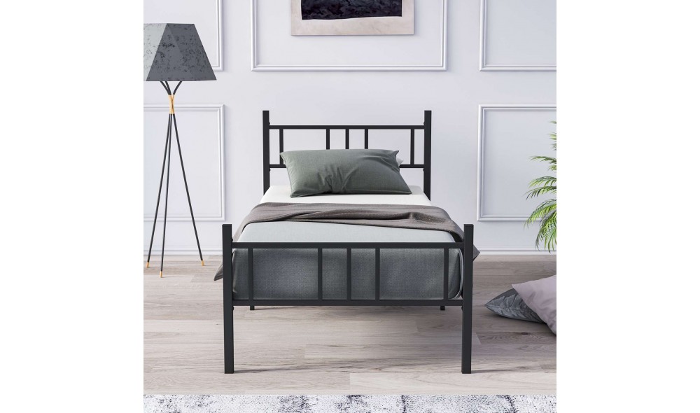 Pat de o persoana, Akin - 90x200 cm, Negru