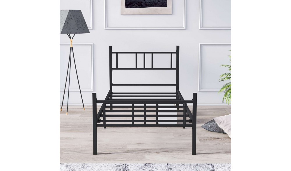 Pat de o persoana, Akin - 100x200 cm, Negru