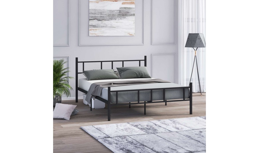 Pat dublu, Akin - 140x190 cm, Negru