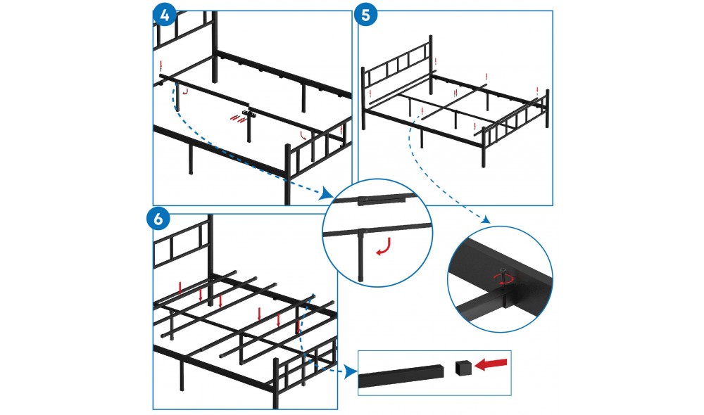 Pat dublu, Akin - 150x200 cm, Negru