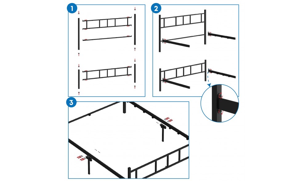 Pat dublu, Akin - 160x200 cm, Negru