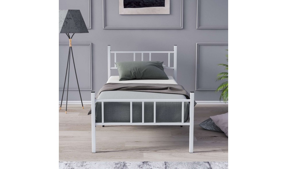 Pat de o persoana, Akin - 90x190 cm, Alb