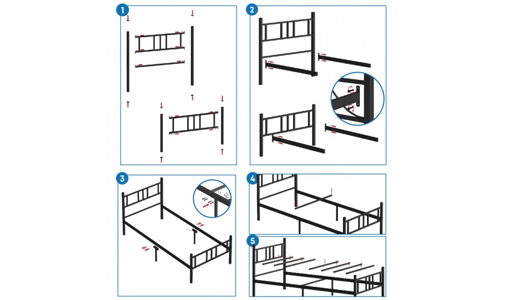 Pat de o persoana, Akin - 90x190 cm, Alb