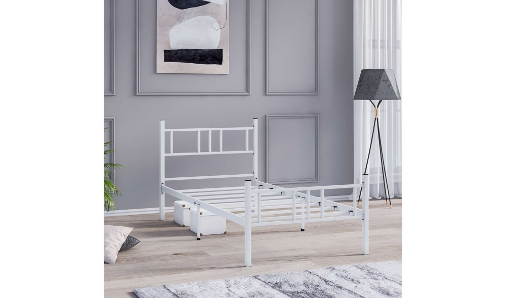 Pat de o persoana, Akin - 100x200 cm, Alb