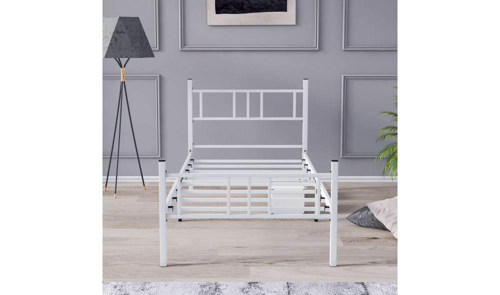 Pat de o persoana, Akin - 100x200 cm, Alb