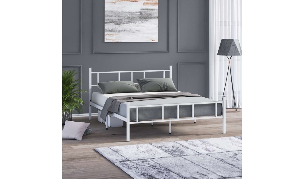 Pat dublu, Akin - 160x200 cm, Alb