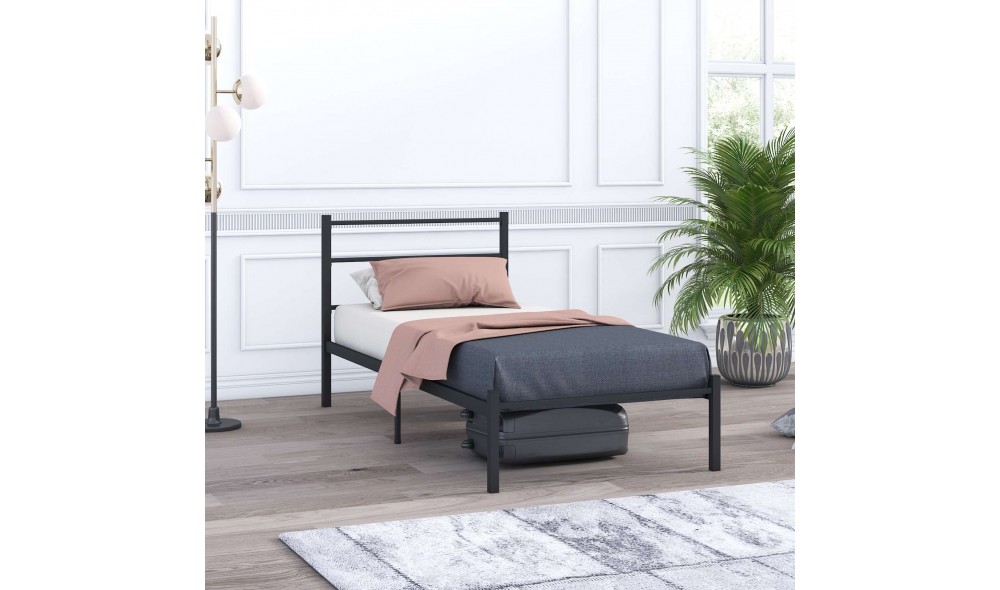 Pat de o persoana, Basic - 90x190 cm, Negru