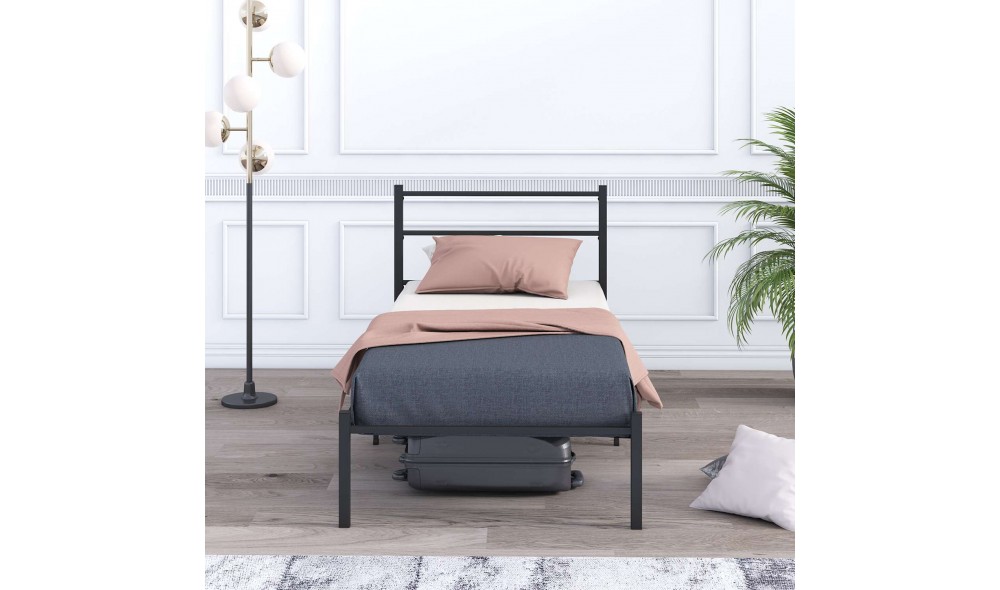 Pat de o persoana, Basic - 90x190 cm, Negru