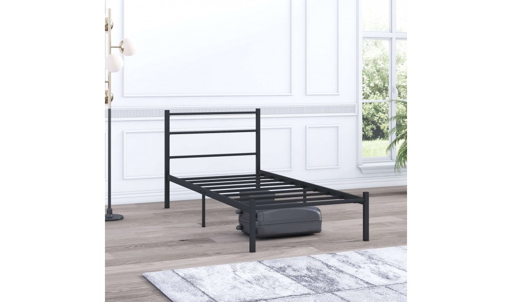 Pat de o persoana, Basic - 90x200 cm, Negru