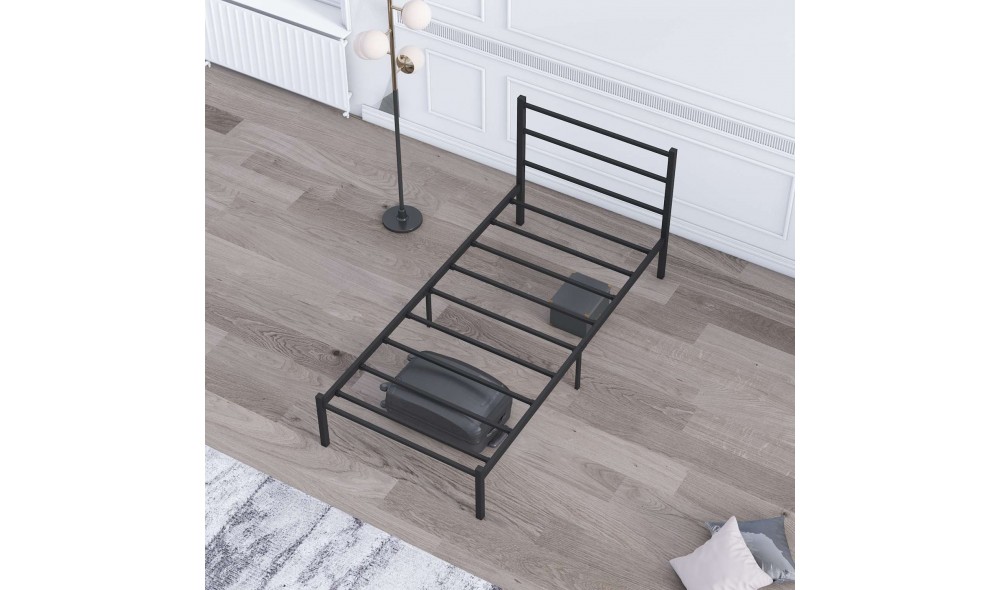 Pat de o persoana, Basic - 90x200 cm, Negru