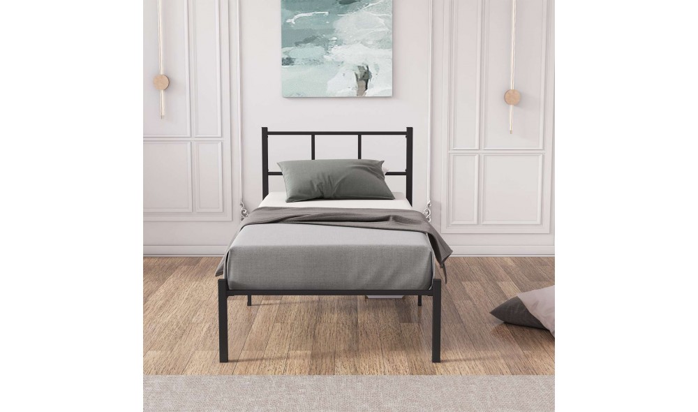 Pat de o persoana, Cemre - 90x190 cm, Negru