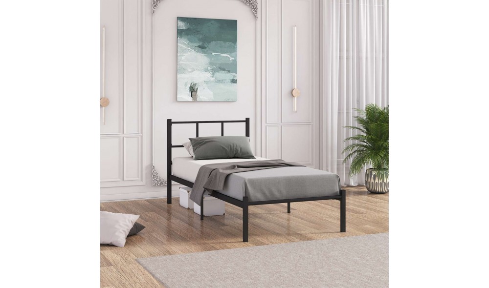 Pat de o persoana, Cemre - 90x200 cm, Negru