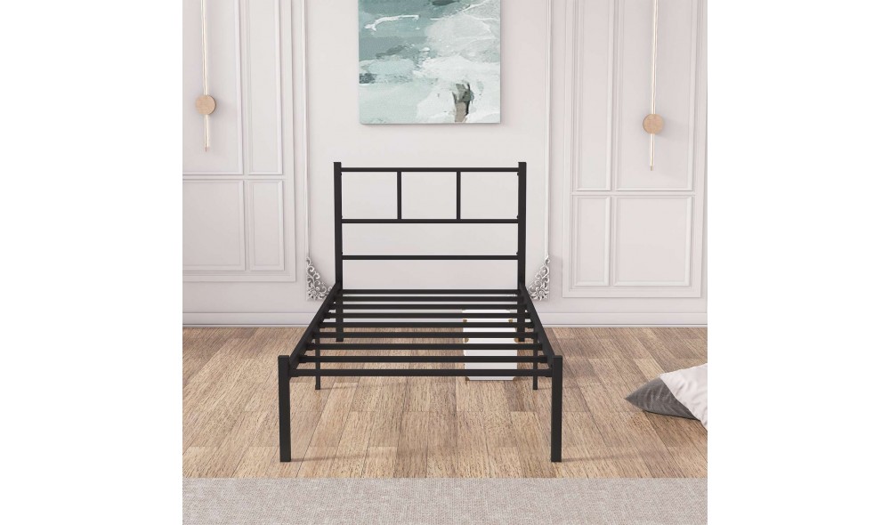 Pat de o persoana, Cemre - 90x200 cm, Negru