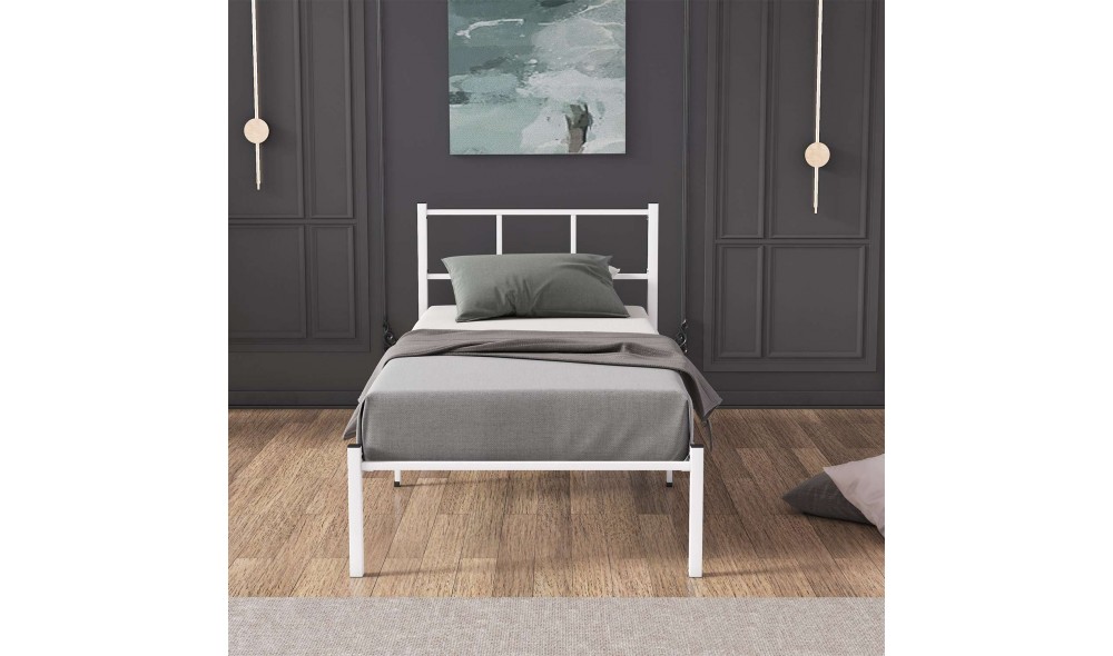 Pat de o persoana, Cemre - 90x200 cm, Alb