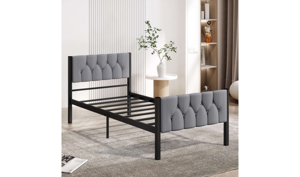 Pat de o persoana, Stil - 90x190 cm, Gri