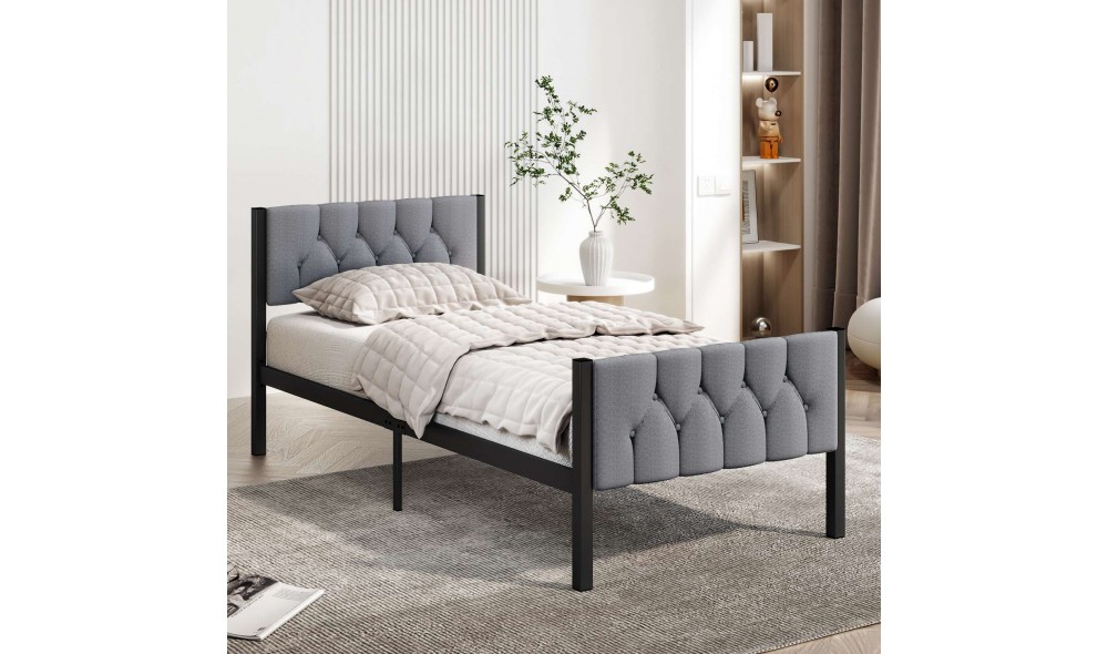 Pat de o persoana, Stil - 90x200 cm, Gri