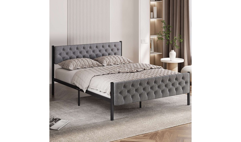 Pat dublu, Stil - 140x190 cm, Gri