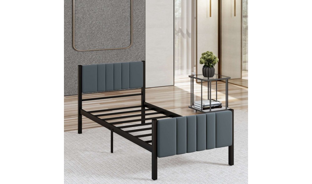 Pat de o persoana, Lotus - 90x190 cm, Antracit