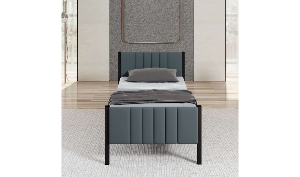 Pat de o persoana, Lotus - 90x190 cm, Antracit