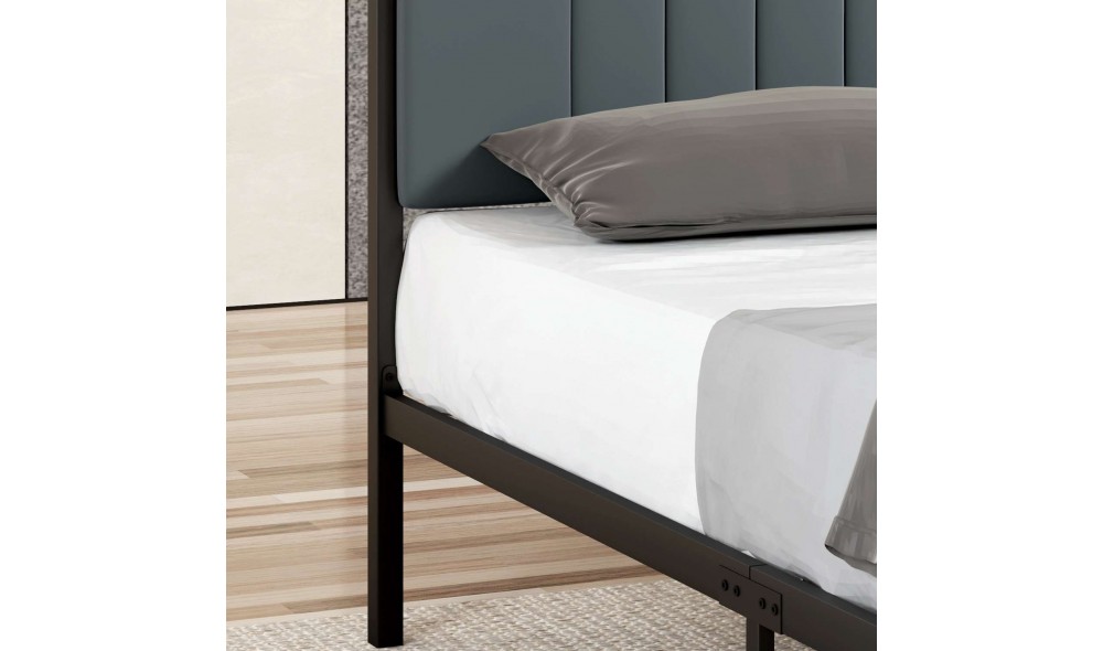 Pat de o persoana, Lotus - 90x190 cm, Antracit