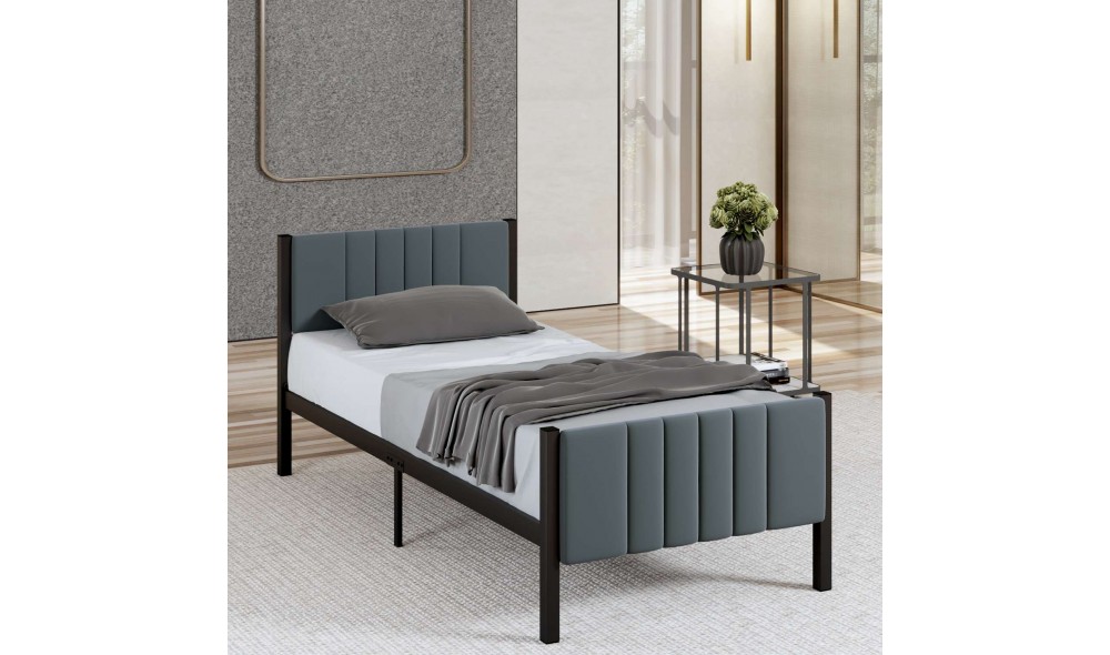 Pat de o persoana, Lotus - 90x200 cm, Antracit