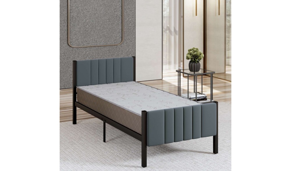 Pat de o persoana, Lotus - 90x200 cm, Antracit