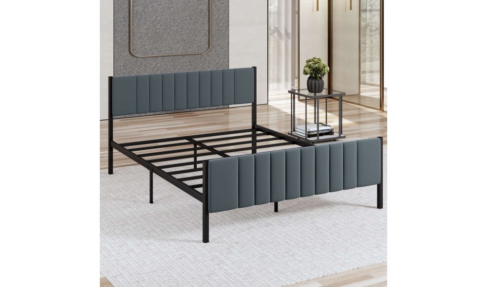 Pat dublu, Lotus - 120x200 cm, Antracit