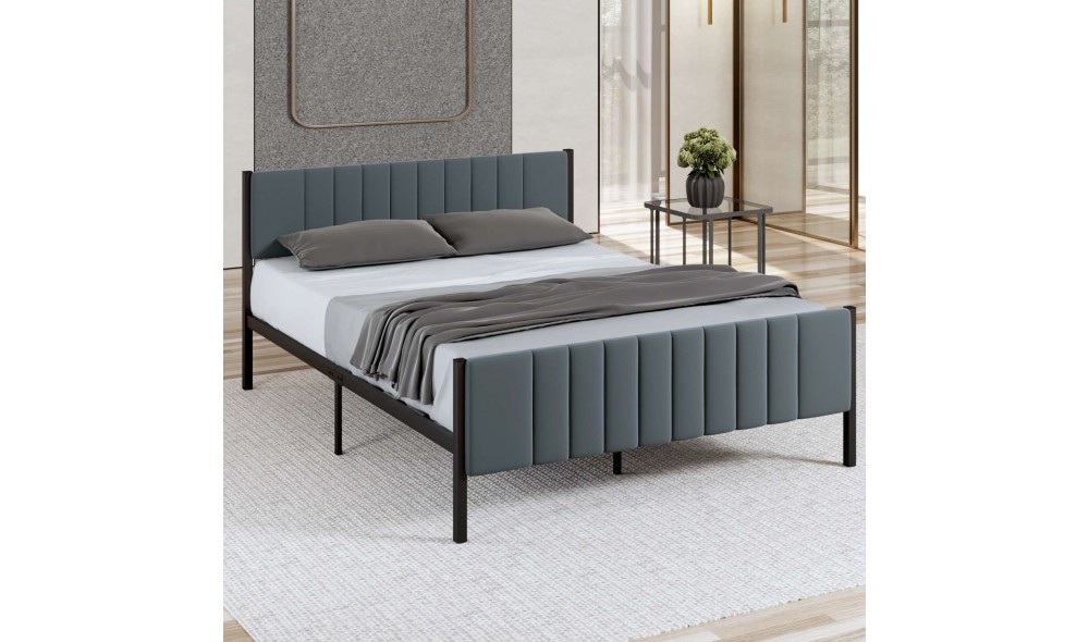 Pat dublu, Lotus - 160x200 cm, Antracit