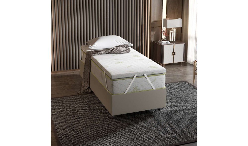 Topper, Aloevera - 90x190 cm, Alb