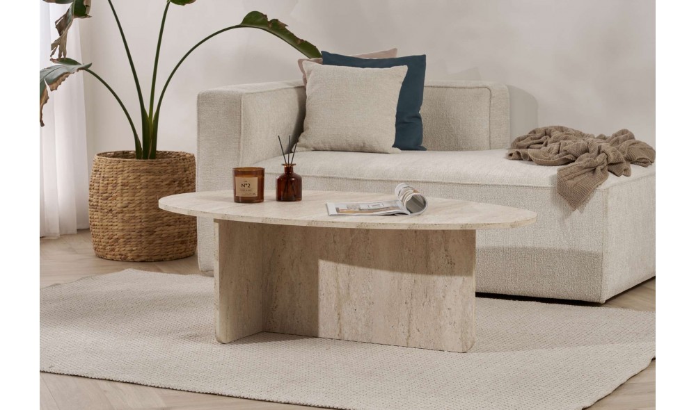 Masuta de cafea, Orba - Travertine, 120 x 40 x 65 cm