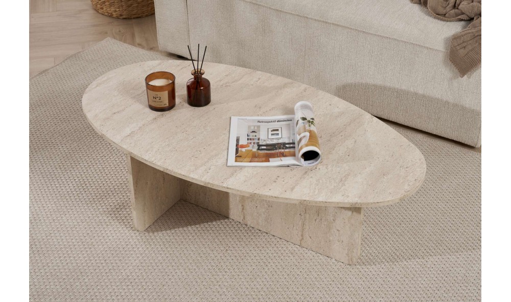 Masuta de cafea, Orba - Travertine, 120 x 40 x 65 cm