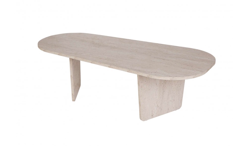 Masuta de cafea, Ovalis - Travertine, 130 x 40 x 65 cm