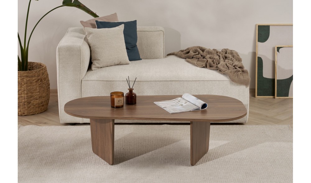 Masuta de cafea, Ovalis - Venezia Walnut, 130 x 40 x 65 cm