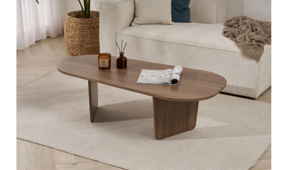 Masuta de cafea, Ovalis - Venezia Walnut, 130 x 40 x 65 cm