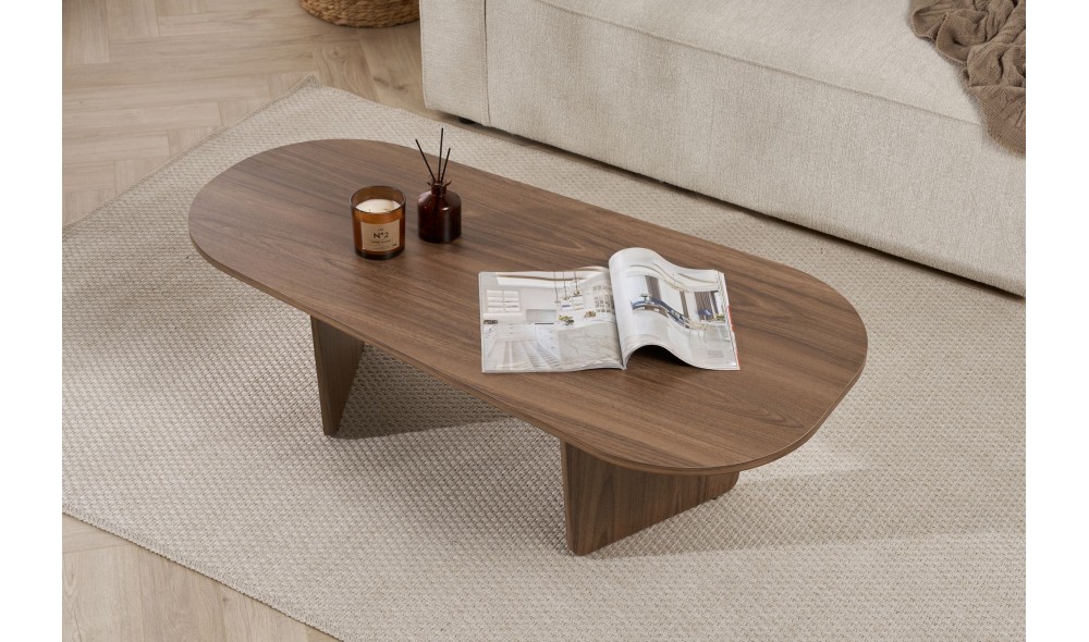 Masuta de cafea, Ovalis - Venezia Walnut, 130 x 40 x 65 cm