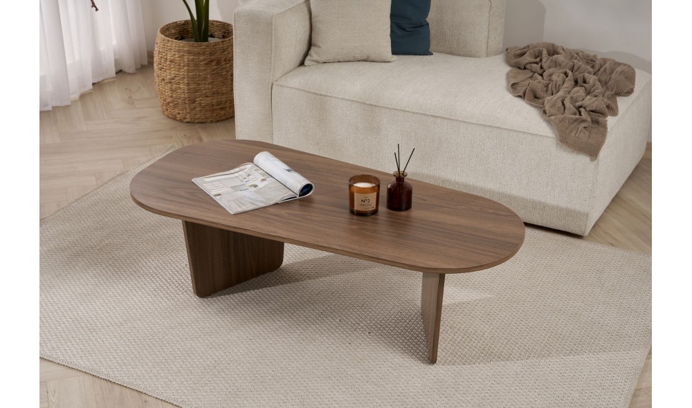Masuta de cafea, Ovalis - Venezia Walnut, 130 x 40 x 65 cm