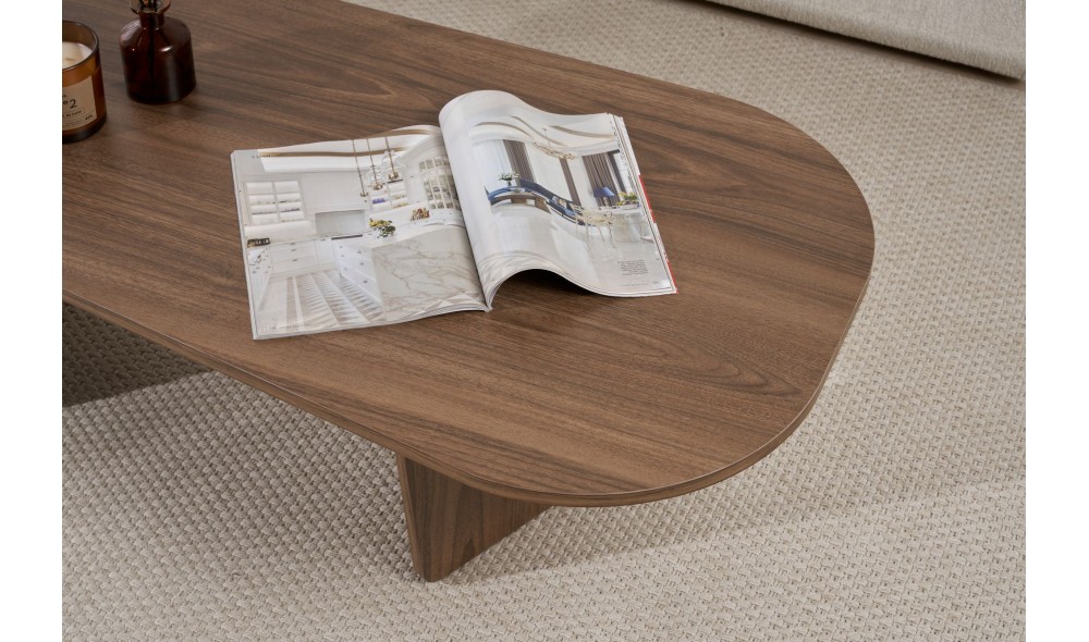 Masuta de cafea, Ovalis - Venezia Walnut, 130 x 40 x 65 cm