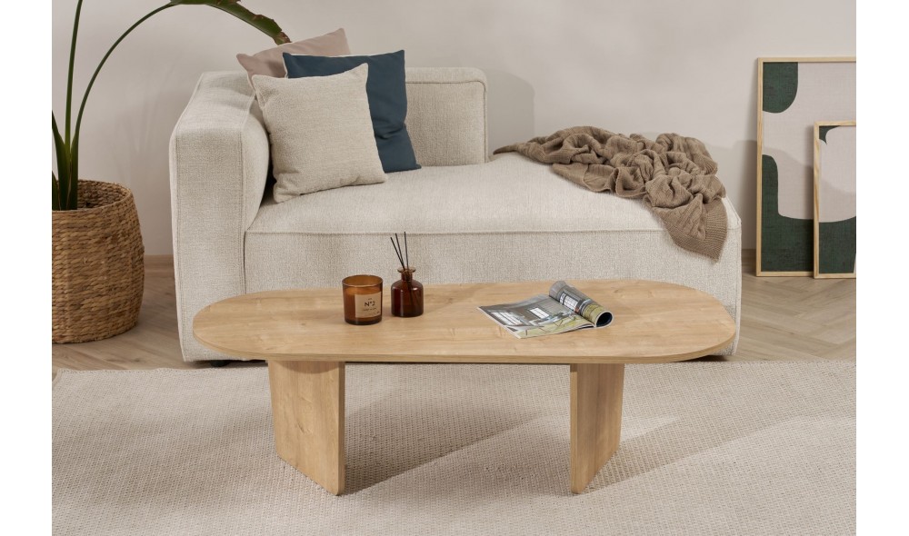 Masuta de cafea, Ovalis - Oak, 130 x 40 x 65 cm