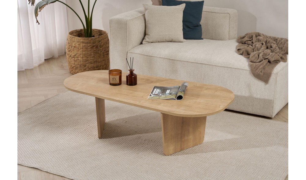 Masuta de cafea, Ovalis - Oak, 130 x 40 x 65 cm