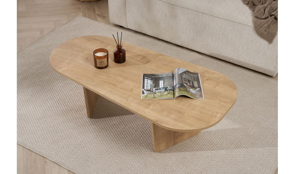 Masuta de cafea, Ovalis - Oak, 130 x 40 x 65 cm