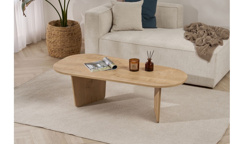 Masuta de cafea, Ovalis - Oak, 130 x 40 x 65 cm