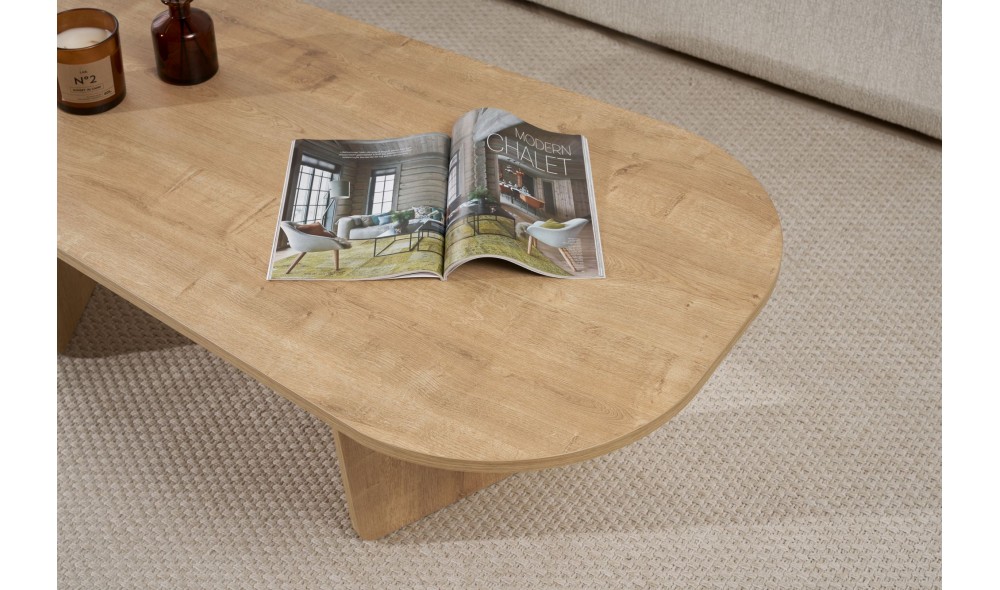 Masuta de cafea, Ovalis - Oak, 130 x 40 x 65 cm