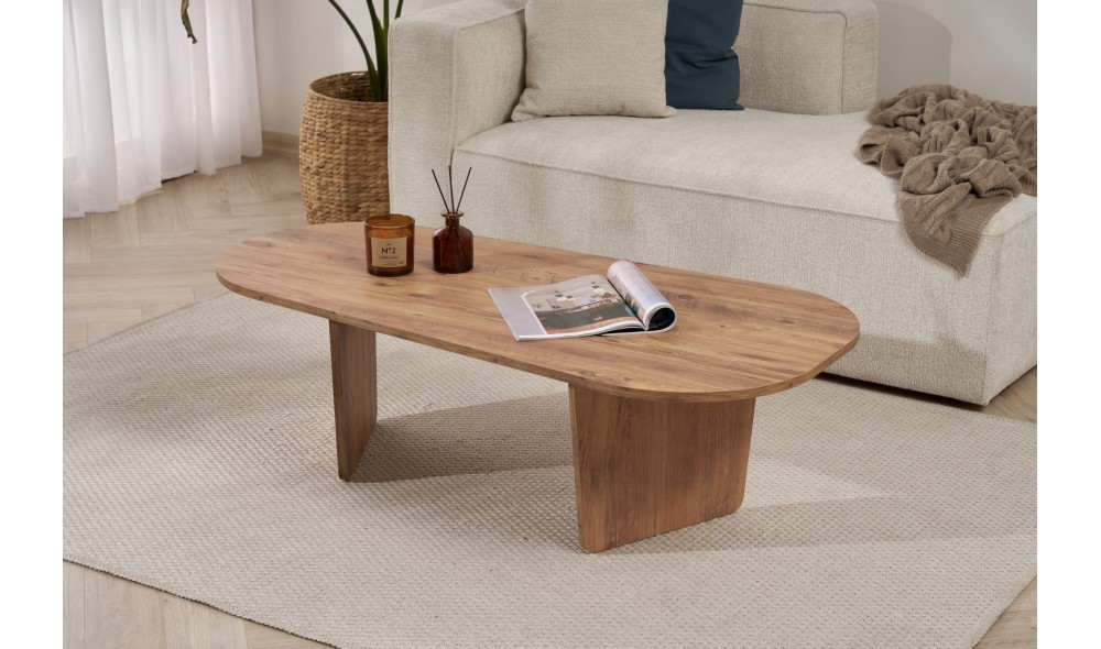 Masuta de cafea, Ovalis - Atlantic Pine, 130 x 40 x 65 cm