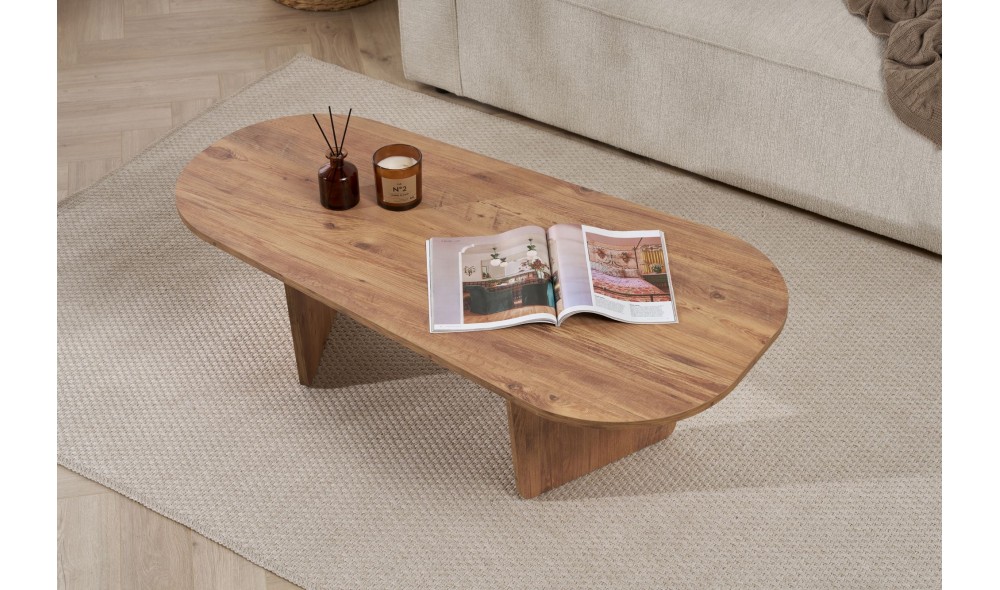 Masuta de cafea, Ovalis - Atlantic Pine, 130 x 40 x 65 cm