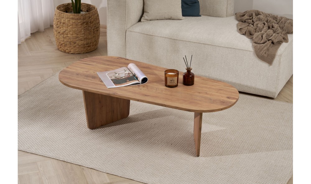 Masuta de cafea, Ovalis - Atlantic Pine, 130 x 40 x 65 cm