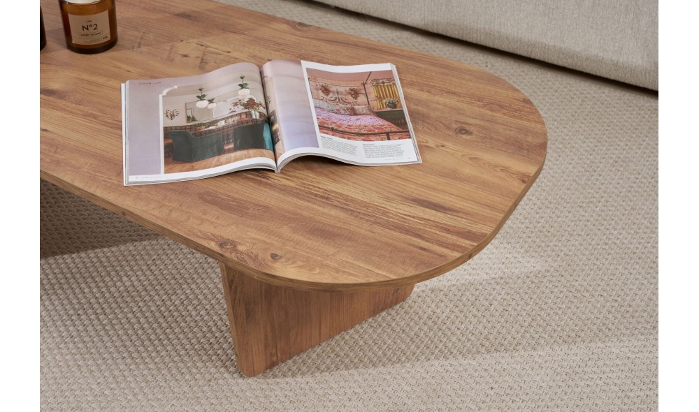 Masuta de cafea, Ovalis - Atlantic Pine, 130 x 40 x 65 cm